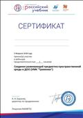 2018. Сертификат РУ "ДРОФА. ВЕНТАНА-ГРАФ", Москва, за участие в вебинаре по теме: "Создание развивающей предметно-пространственной среды в ДДО (УМК "Тропинки")" 2018. Сертификат РУ "ДРОФА. ВЕНТАНА-ГРАФ", Москва, за участие в вебинаре по теме: "Создание развивающей предметно-пространственной среды в ДДО (УМК "Тропинки")"
